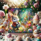 Schattigee kleurrijke Sparkle Happy Bunny Flowers  Feestdagenkaart