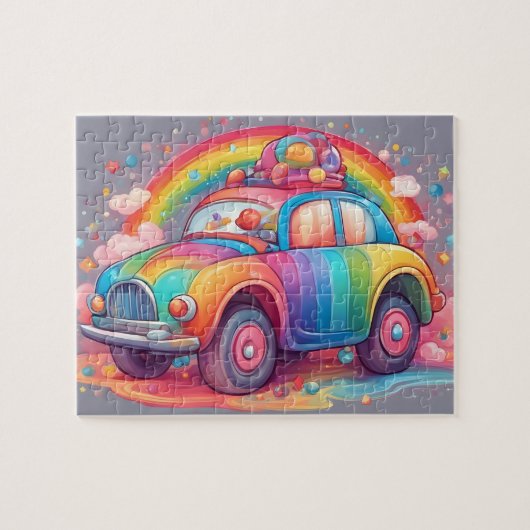 Schattigee Kleurrijke Speelgoed Car Legpuzzel (Horizontaal)
