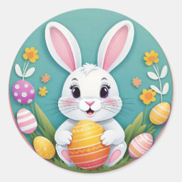Schattigee kleurrijke speelse paashaas eieren Stic Ronde Sticker
