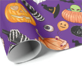 Schattigee Kleurrijke Spooky Trick or treat Hallow Cadeaupapier (Rol Hoek)