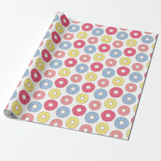 Schattigee kleurrijke sprinkles donuts cadeaupapier (Uitgerold)