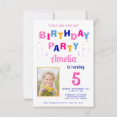 Schattigee kleurrijke Star Girl foto Verjaardag Kaart (Voorkant)