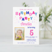 Schattigee kleurrijke Star Girl foto Verjaardag Kaart (Staand voorkant)