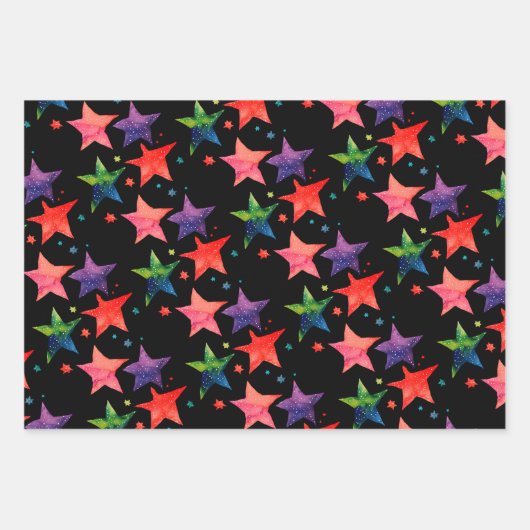 Schattigee kleurrijke Star Silent Night Galaxy Wat Inpakpapier Vel (Voorkant 3)