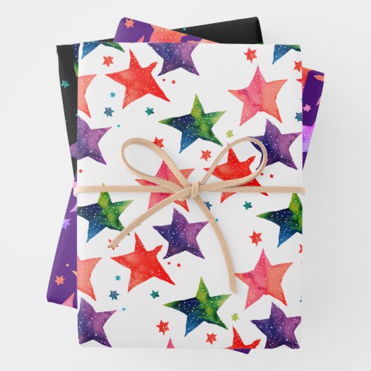 Schattigee kleurrijke Star Silent Night Galaxy Wat Inpakpapier Vel (In situ)