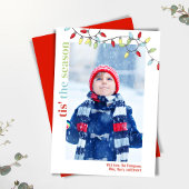 Schattigee Kleurrijke String Lights Kerstfoto Feestdagenkaart