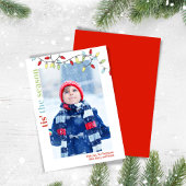 Schattigee Kleurrijke String Lights Kerstfoto Feestdagenkaart