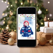 Schattigee Kleurrijke String Lights Kerstfoto Feestdagenkaart