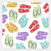 Schattigee Kleurrijke Teenslippers Vierkante Sticker (Voorkant)