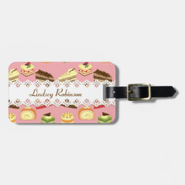 Schattigee kleurrijke theekoeken illustratiepatroo bagagelabel