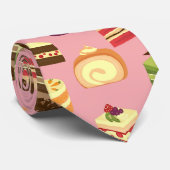 Schattigee kleurrijke theekoeken illustratiepatroo stropdas (Opgerold)