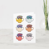 Schattigee kleurrijke theepotten met bloemetjes bl bedankkaart (Voorkant)
