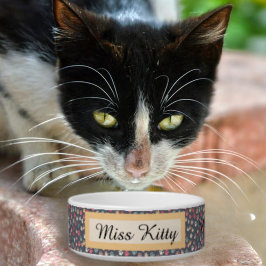 Schattigee Kleurrijke Tiny Cat Paw Prints op Grijs Voerbakje