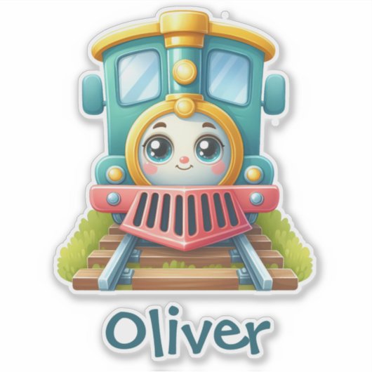 Schattigee kleurrijke trein sticker (Voorkant)