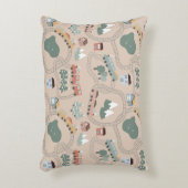 Schattigee kleurrijke treinen op treinrails Kinder Accent Kussen (Voorkant(Verticaal))