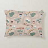 Schattigee kleurrijke treinen op treinrails Kinder Accent Kussen (Achterkant)