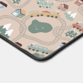 Schattigee kleurrijke treinen op treinrails Kinder Bureaumat (Hoek)