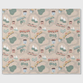 Schattigee kleurrijke treinen op treinrails Kinder Cadeaupapier (Vlak)