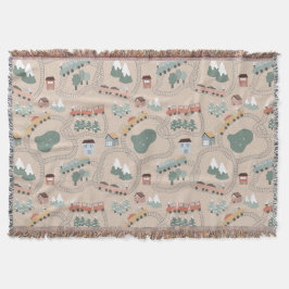 Schattigee kleurrijke treinen op treinrails Kinder Deken