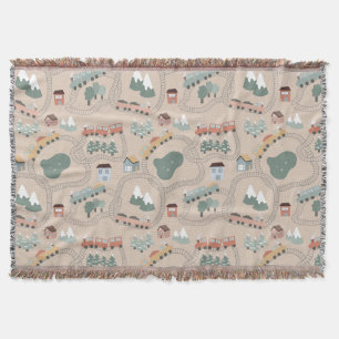 Schattigee kleurrijke treinen op treinrails Kinder Deken