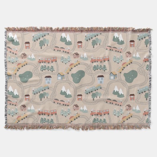 Schattigee kleurrijke treinen op treinrails Kinder Deken (Voorkant)