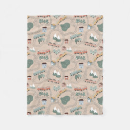 Schattigee kleurrijke treinen op treinrails Kinder Fleece Deken