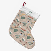 Schattigee kleurrijke treinen op treinrails Kinder Grote Kerstsok (Voorkant (Hangend))