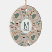 Schattigee kleurrijke treinen op treinrails Kinder Keramisch Ornament (Rechts)