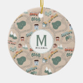 Schattigee kleurrijke treinen op treinrails Kinder Keramisch Ornament (Voorkant)