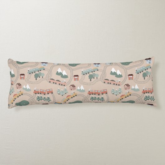 Schattigee kleurrijke treinen op treinrails Kinder Lichaamskussen (Achterkant)