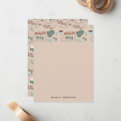 Schattigee kleurrijke treinen op treinrails Kinder Notitiekaartje (Voorkant / Achterkant in situ)