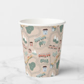 Schattigee kleurrijke treinen op treinrails Kinder Papieren Bekers (Achterkant)