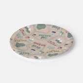 Schattigee kleurrijke treinen op treinrails Kinder Papieren Bordje (Gekanteld)