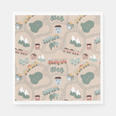 Schattigee kleurrijke treinen op treinrails Kinder Servet (Voorkant)