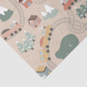 Schattigee kleurrijke treinen op treinrails Kinder Tissuepapier (Detail)