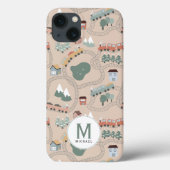 Schattigee kleurrijke treinen op treinrails Monogr Case-Mate iPhone Case (Achterkant)