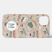 Schattigee kleurrijke treinen op treinrails Monogr Case-Mate iPhone Case (Achterkant (horizontaal))