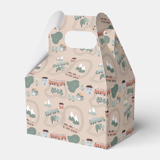 Schattigee Kleurrijke Treinen Op Treinsporen Verja Bedankdoosjes (Achterkant)