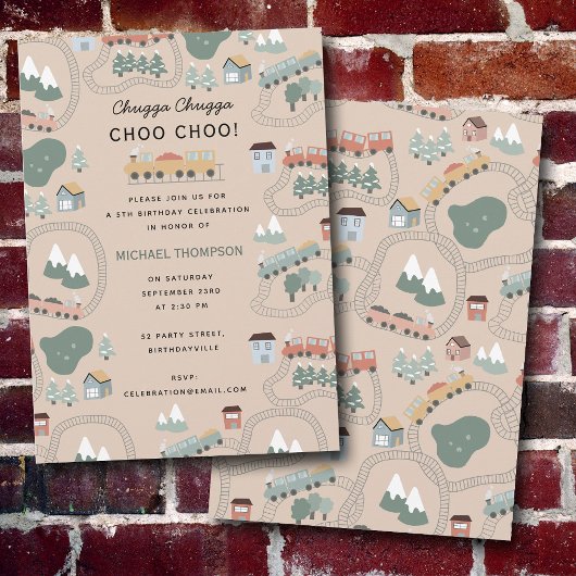 Schattigee Kleurrijke Treinen Op Treinsporen Verja Kaart