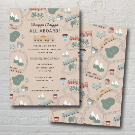 Schattigee Kleurrijke Treinen Op Treinsporen Verja Kaart