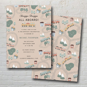 Schattigee Kleurrijke Treinen Op Treinsporen Verja Kaart