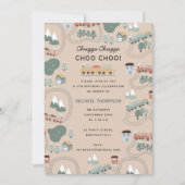 Schattigee Kleurrijke Treinen Op Treinsporen Verja Kaart (Voorkant)