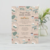 Schattigee Kleurrijke Treinen Op Treinsporen Verja Kaart (Staand voorkant)