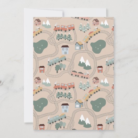 Schattigee Kleurrijke Treinen Op Treinsporen Verja Kaart (Achterkant)