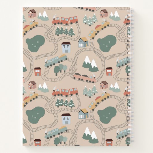 Schattigee kleurrijke treinsporen Kinder schetsboe Notitieboek (Achterkant)