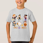 Schattigee Kleurrijke trick or treat Halloween kin T-shirt (Voorkant)