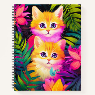 Schattigee Kleurrijke Tropische Kittens Notitieboek