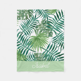 Schattigee kleurrijke tropische palmbladeren naam  fleece deken