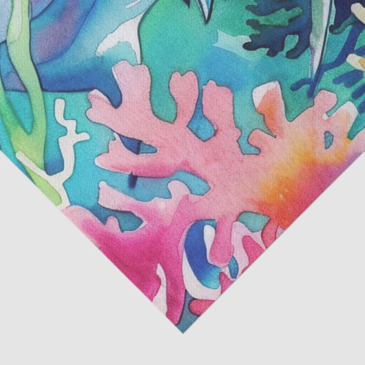 Schattigee kleurrijke tropische Waterverf haai Tissuepapier (Detail)