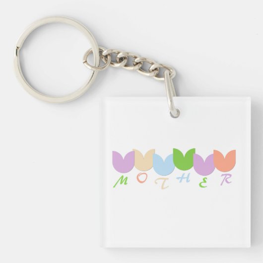 Schattigee kleurrijke tulpen moeder, 6-letter gepe sleutelhanger (Voorkant)
